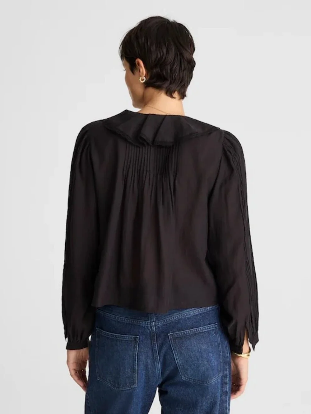 NWT Madewell Lace-Insert Ruffled Pintuck Long-Sleeve Top Size XL - Picture 9 of 9